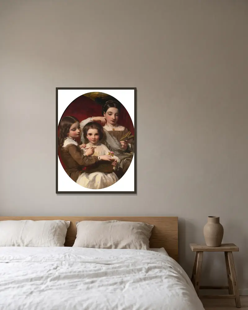 Porträt der Russell-Schwestern von James Sant gerahmt an einer Wand