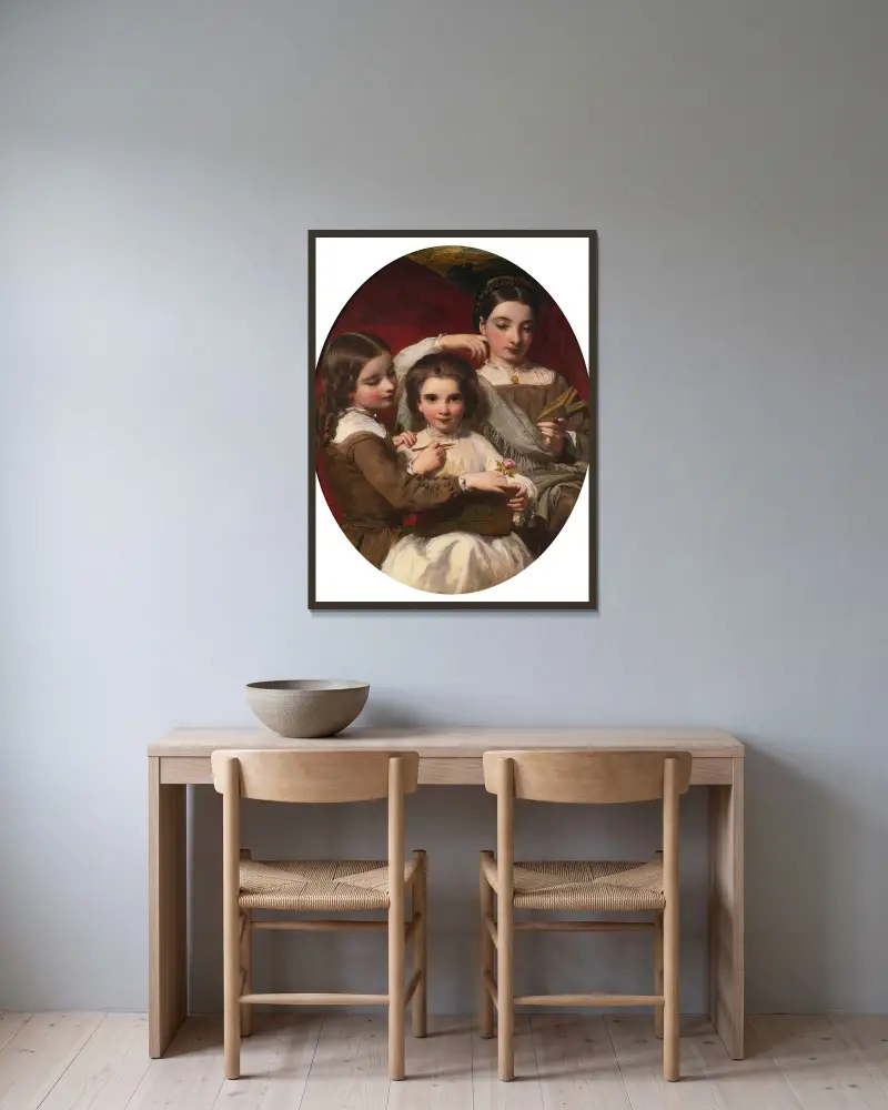 Porträt der Russell-Schwestern von James Sant gerahmt an einer Wand