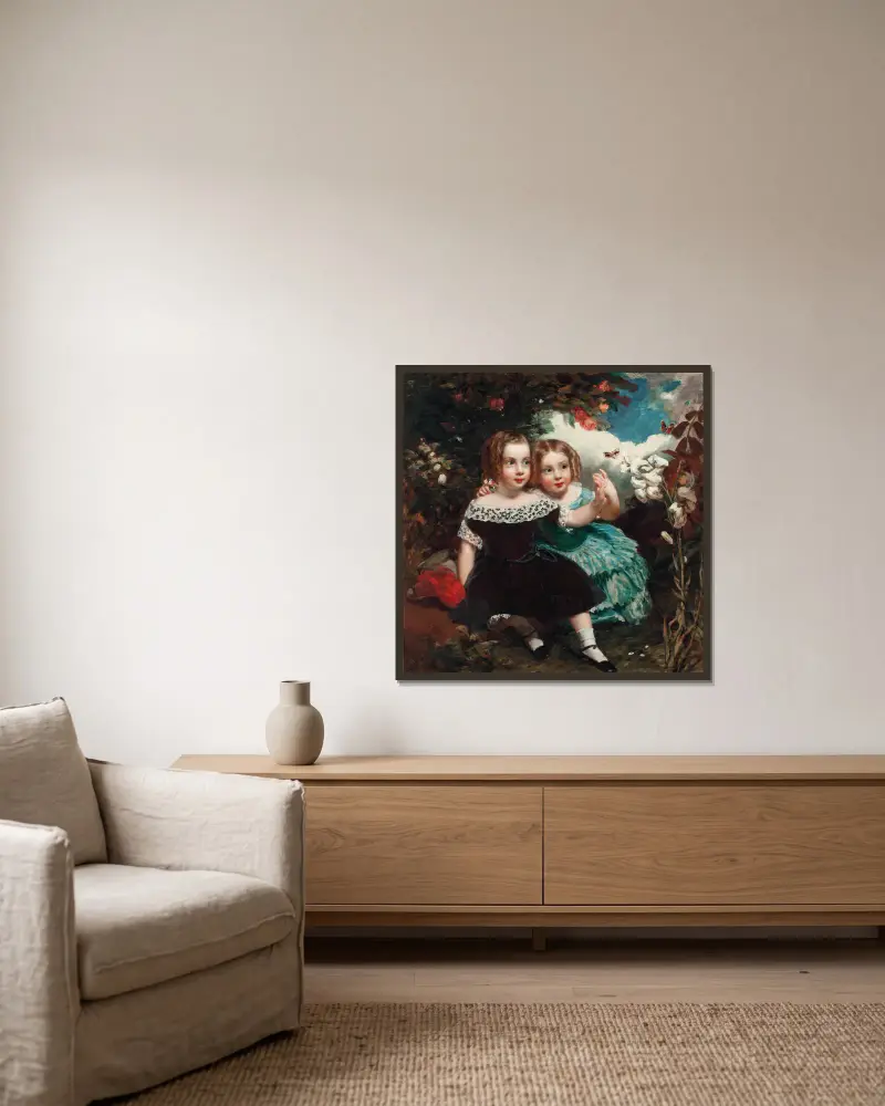 Mladí sběratelé motýlů, James Sant v rámu na stěně