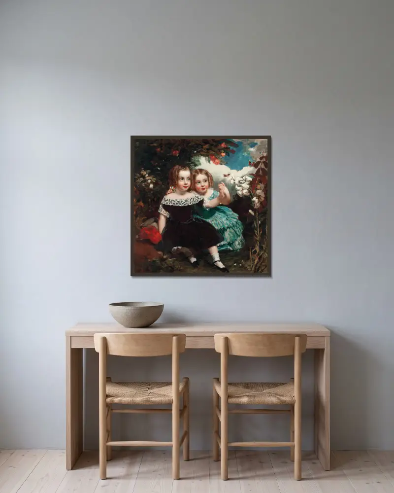 Mladí sběratelé motýlů, James Sant v rámu na stěně