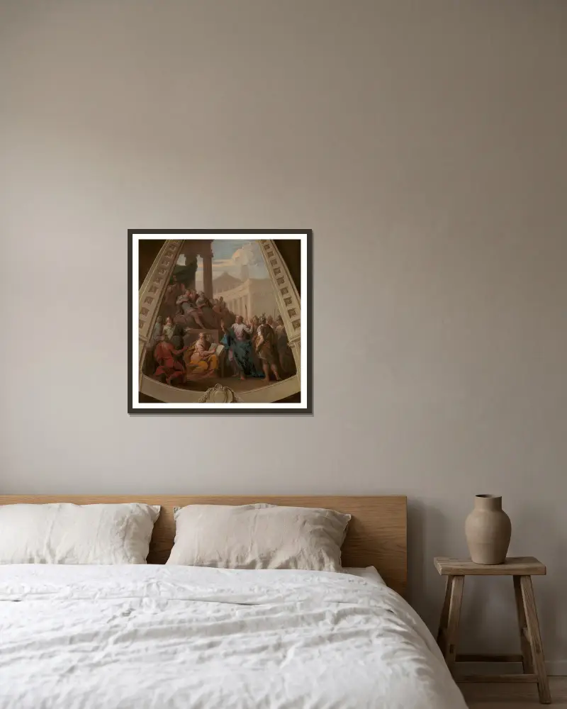 Paulus vor Agrippa von Sir James Thornhill gerahmt an einer Wand
