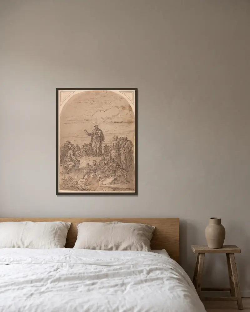 Die Bergpredigt von Sir James Thornhill gerahmt an einer Wand