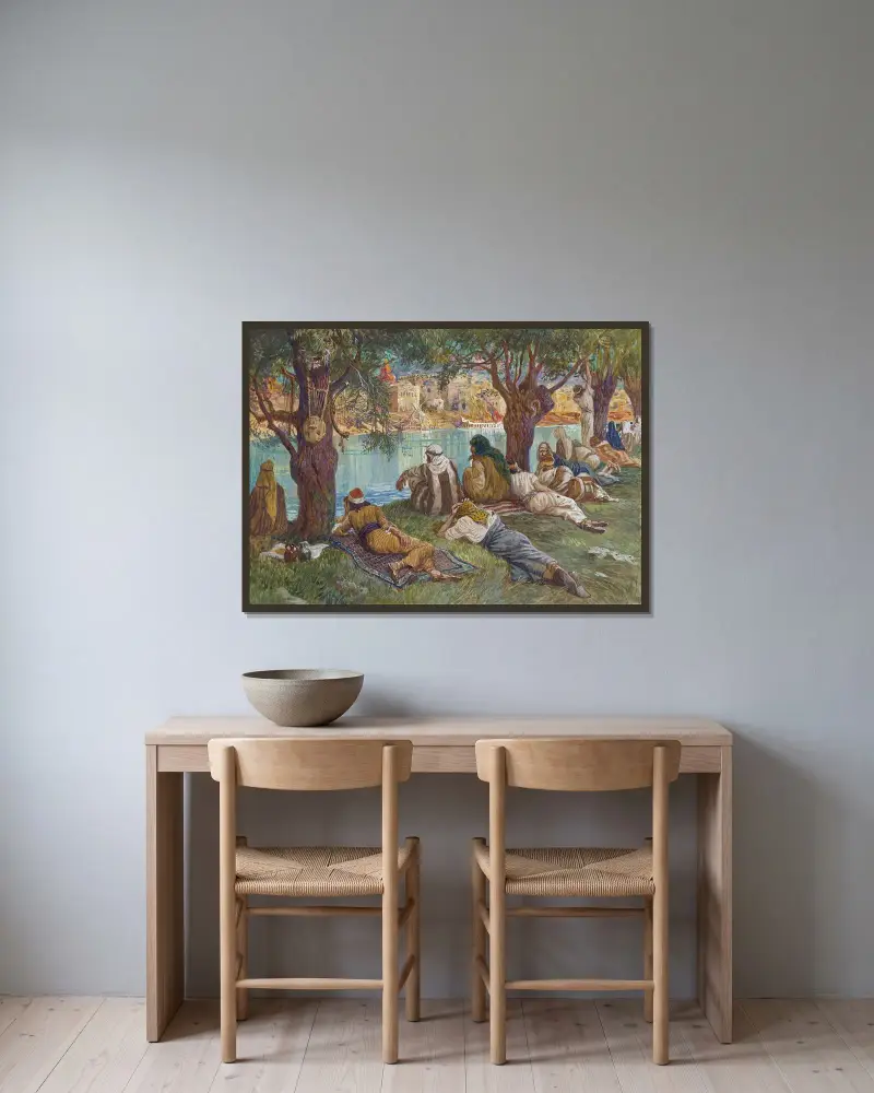 Vid Babels vatten av James Tissot inramad på en vägg