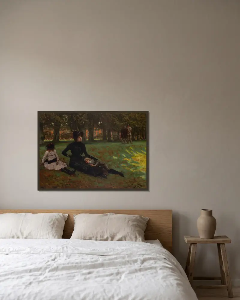 Hampton Court av James Tissot inramad på en vägg