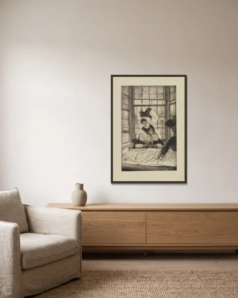 Eine langweilige Geschichte von James Tissot gerahmt an einer Wand