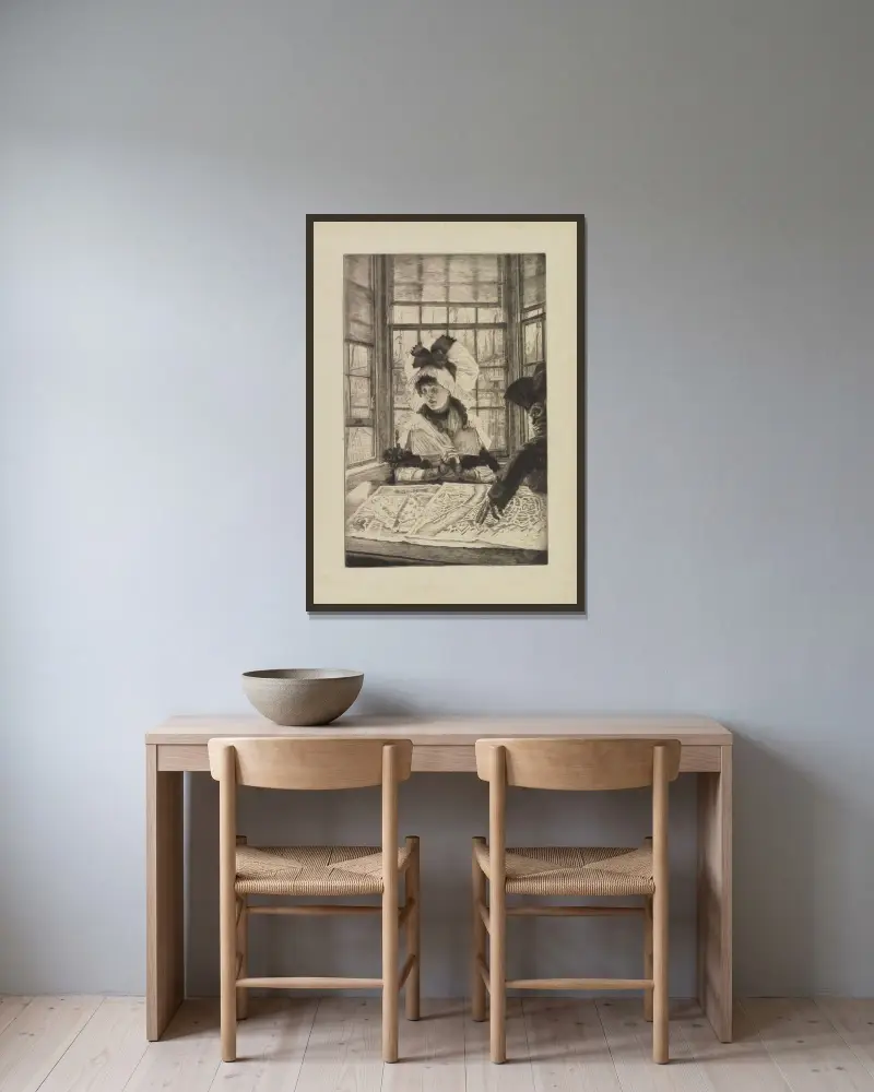 Eine langweilige Geschichte von James Tissot gerahmt an einer Wand