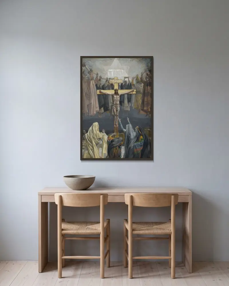 Det är fullbordat (Consummatum Est) av James Tissot inramad på en vägg