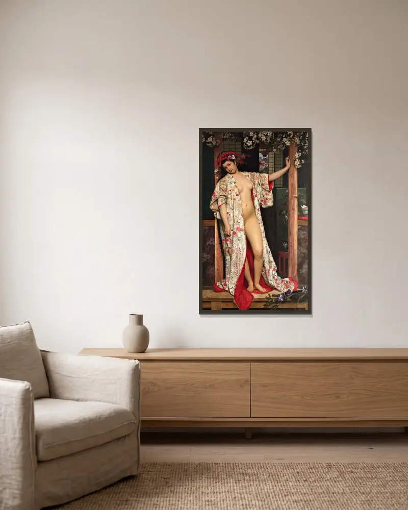 Die Japanerin im Bad von James Tissot gerahmt an einer Wand
