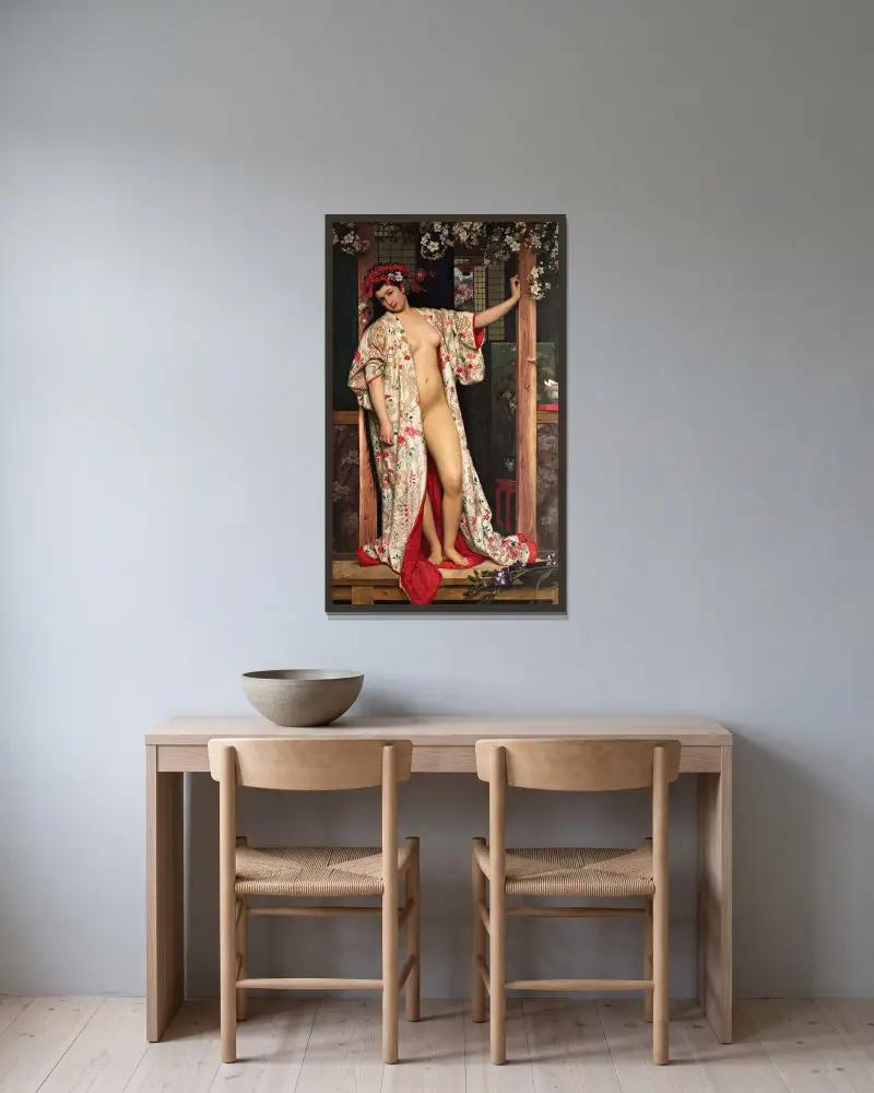 Die Japanerin im Bad von James Tissot gerahmt an einer Wand