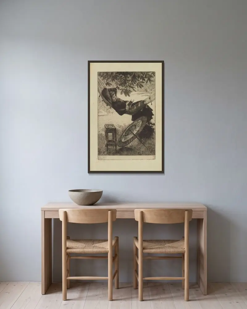 Hängmattan av James Tissot inramad på en vägg