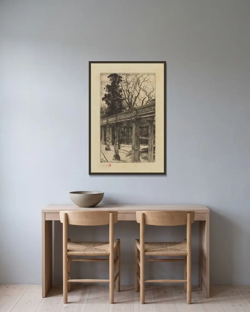 Min trädgård i St John's Wood av James Tissot inramad på en vägg