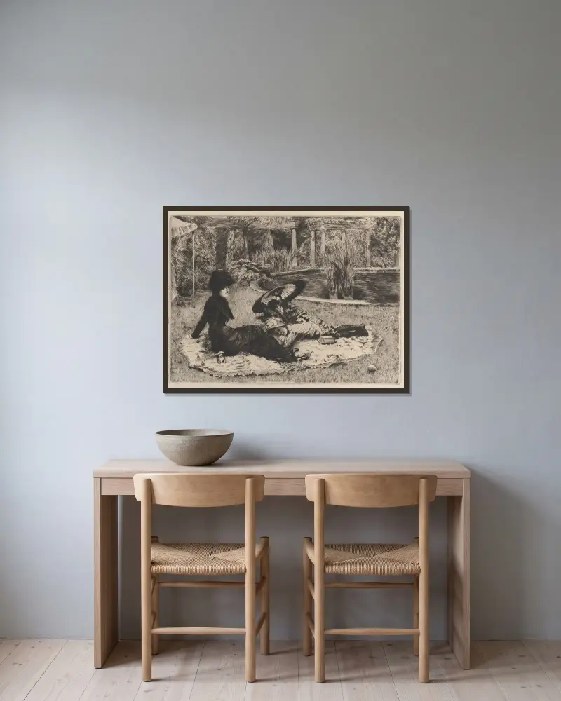 På gräset av James Tissot inramad på en vägg