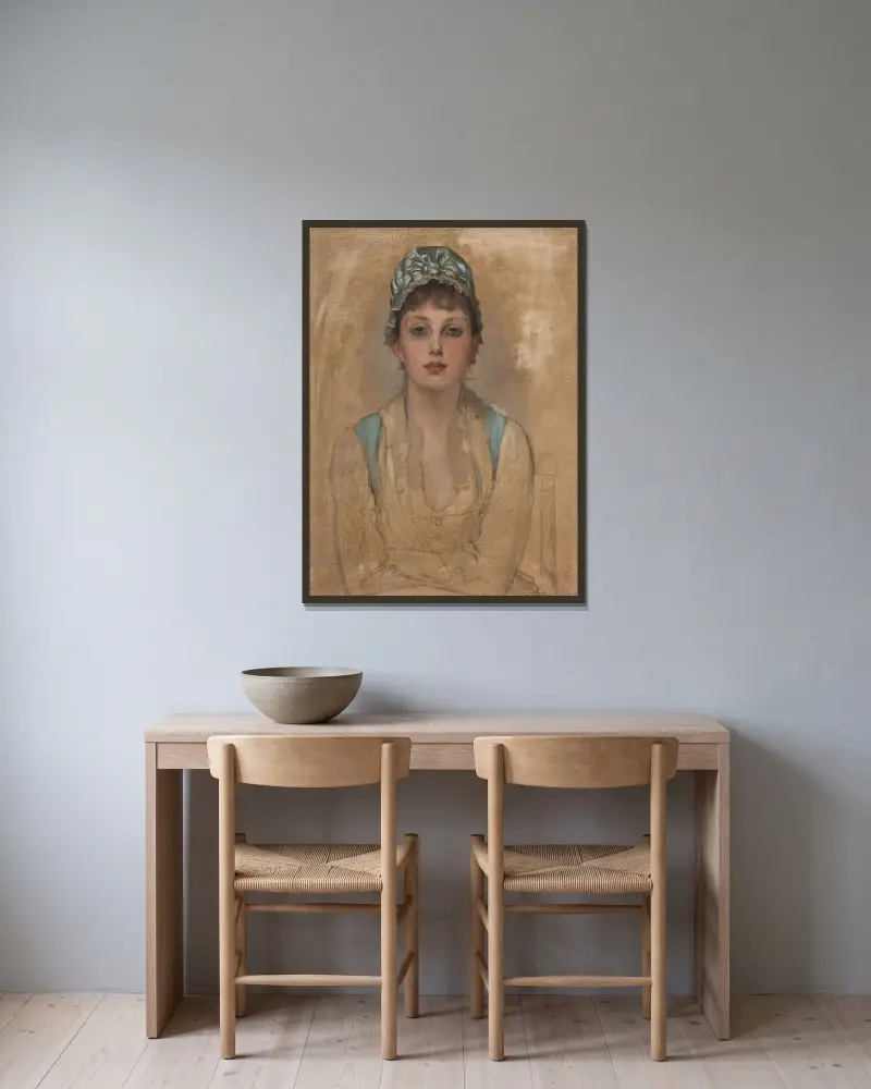Porträtt av Kathleen Newton av James Tissot inramad på en vägg