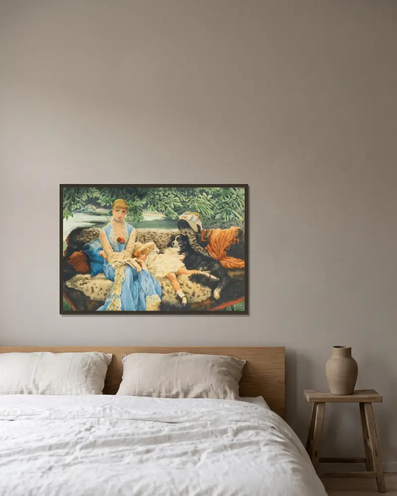 Quiet av James Tissot inramad på en vägg