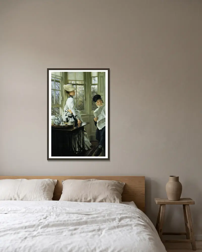 Die Nachrichten lesen von James Tissot gerahmt an einer Wand