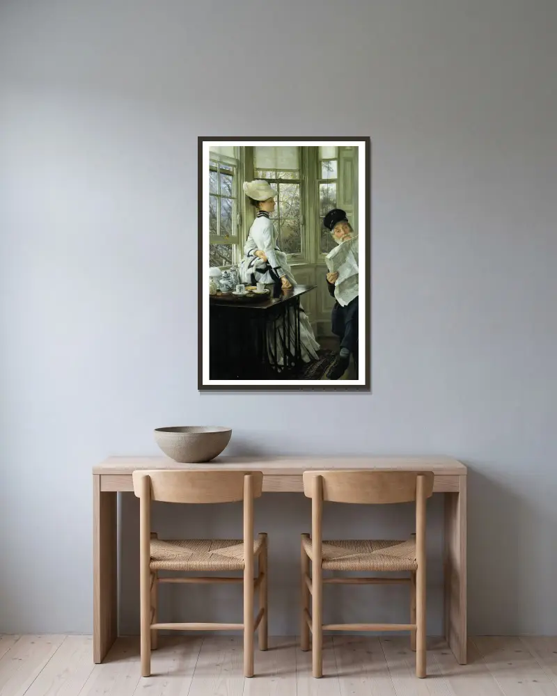 Die Nachrichten lesen von James Tissot gerahmt an einer Wand