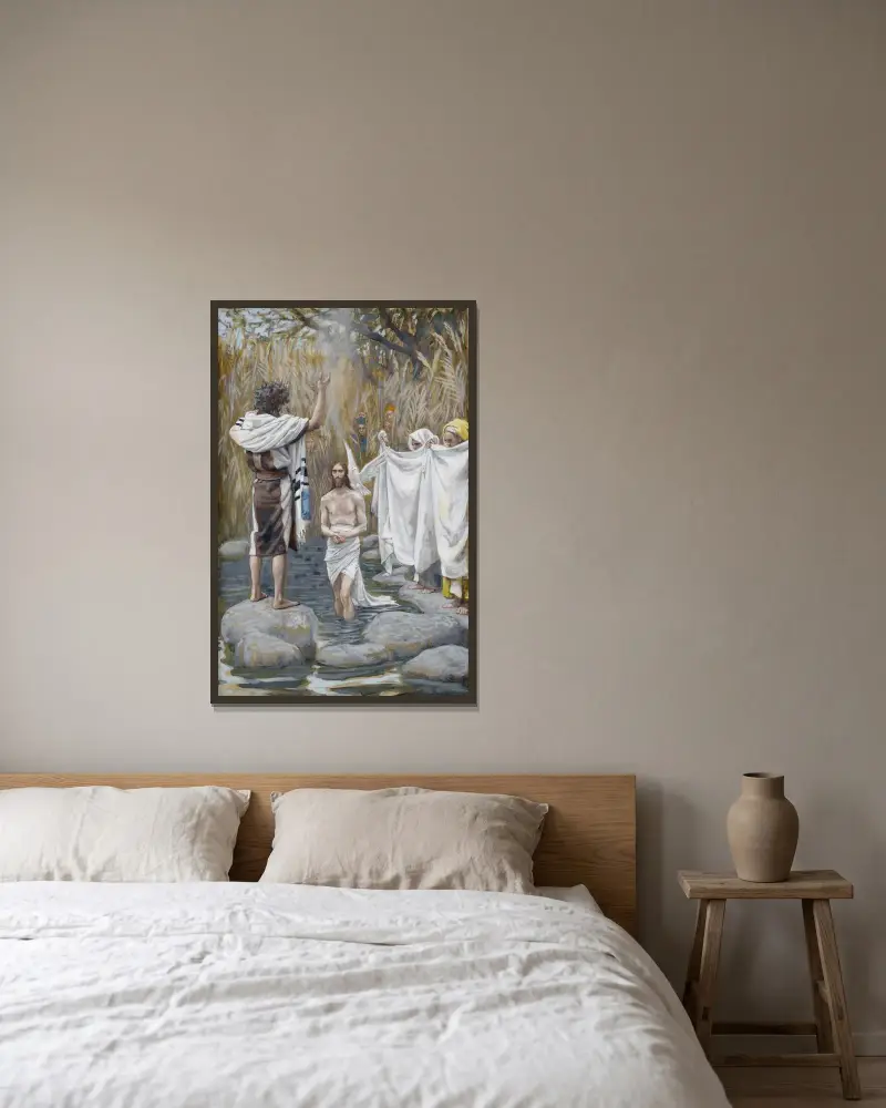 Jesu dop av James Tissot inramad på en vägg