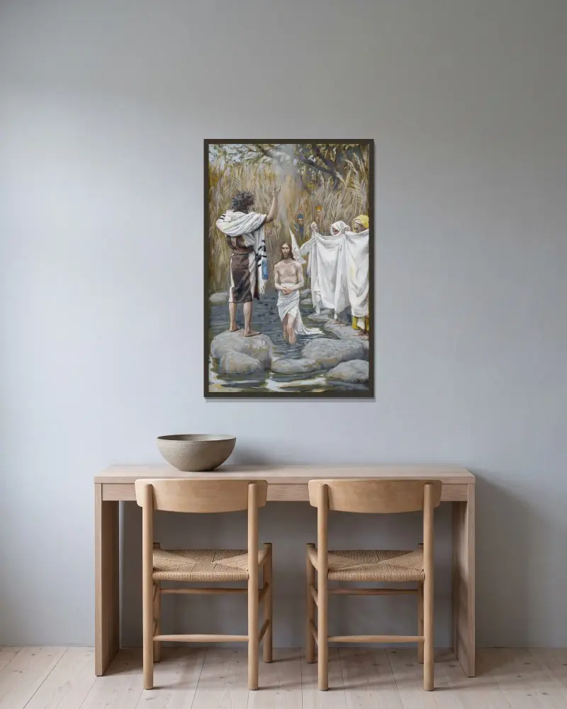 Jesu dop av James Tissot inramad på en vägg