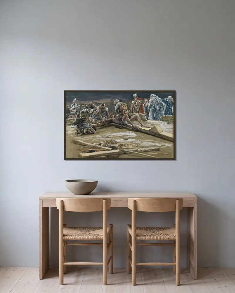 Den första spiken av James Tissot inramad på en vägg