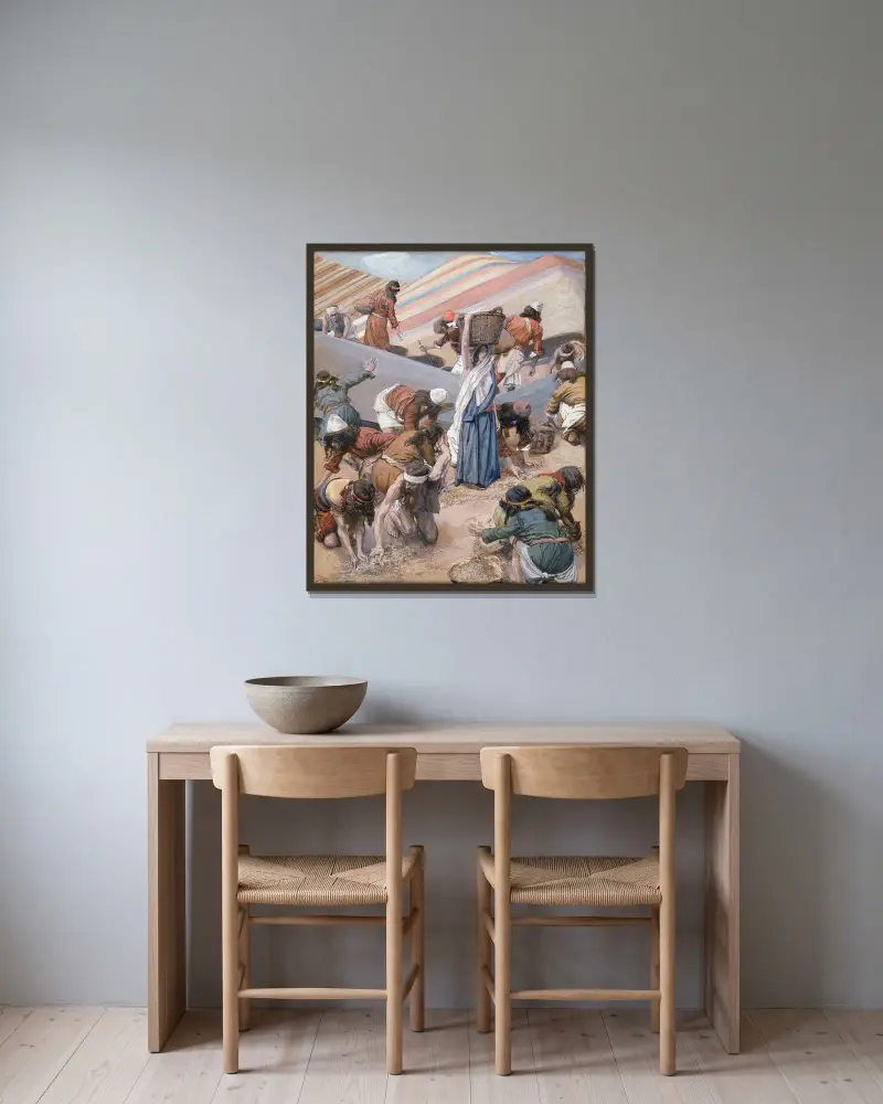 Mannaskörden av James Tissot inramad på en vägg