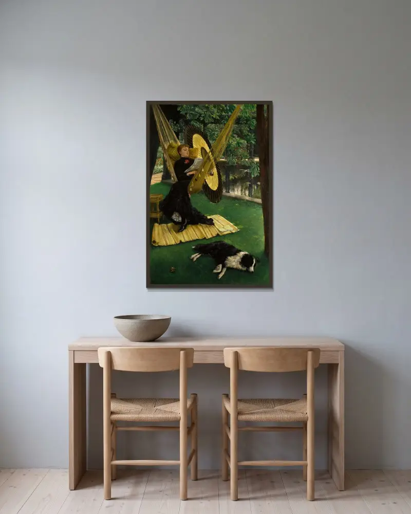 Hängmattan av James Tissot inramad på en vägg