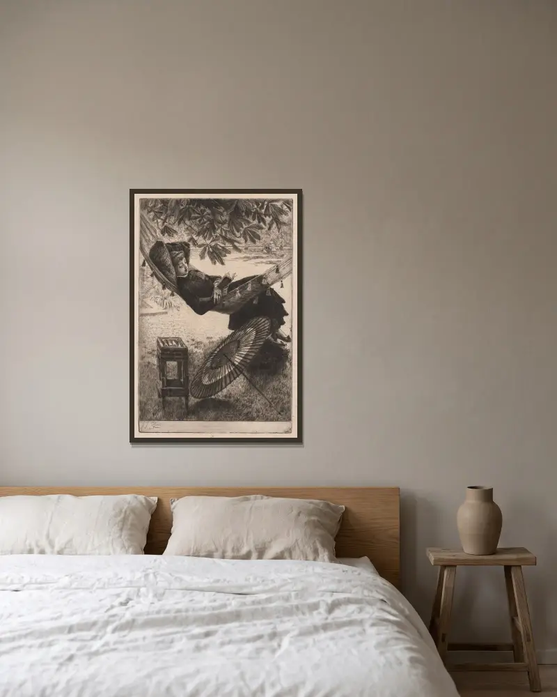 Hängmattan av James Tissot inramad på en vägg