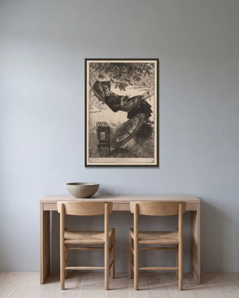 Hängmattan av James Tissot inramad på en vägg