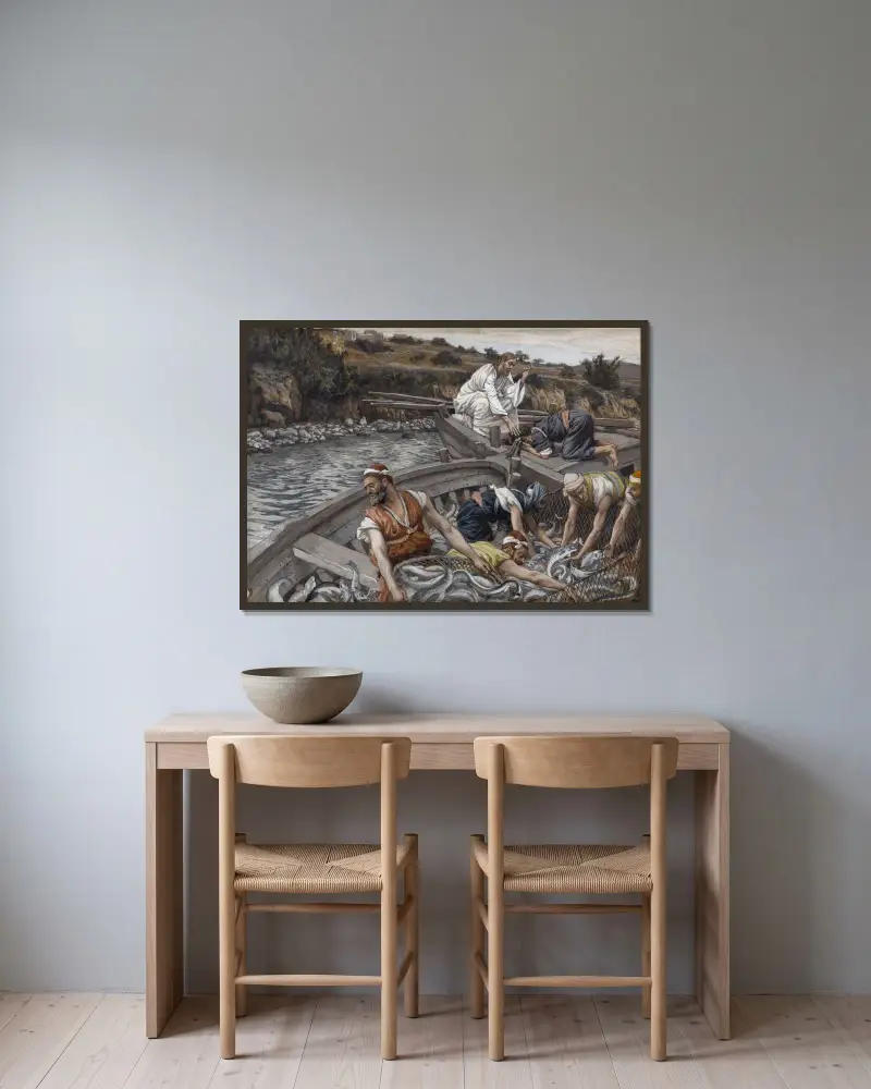 Cudowny połów ryb, James Tissot w ramie na ścianie