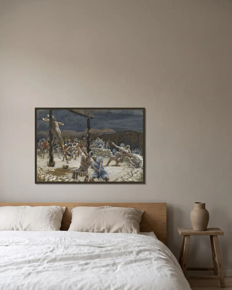 Korsets uppresande av James Tissot inramad på en vägg