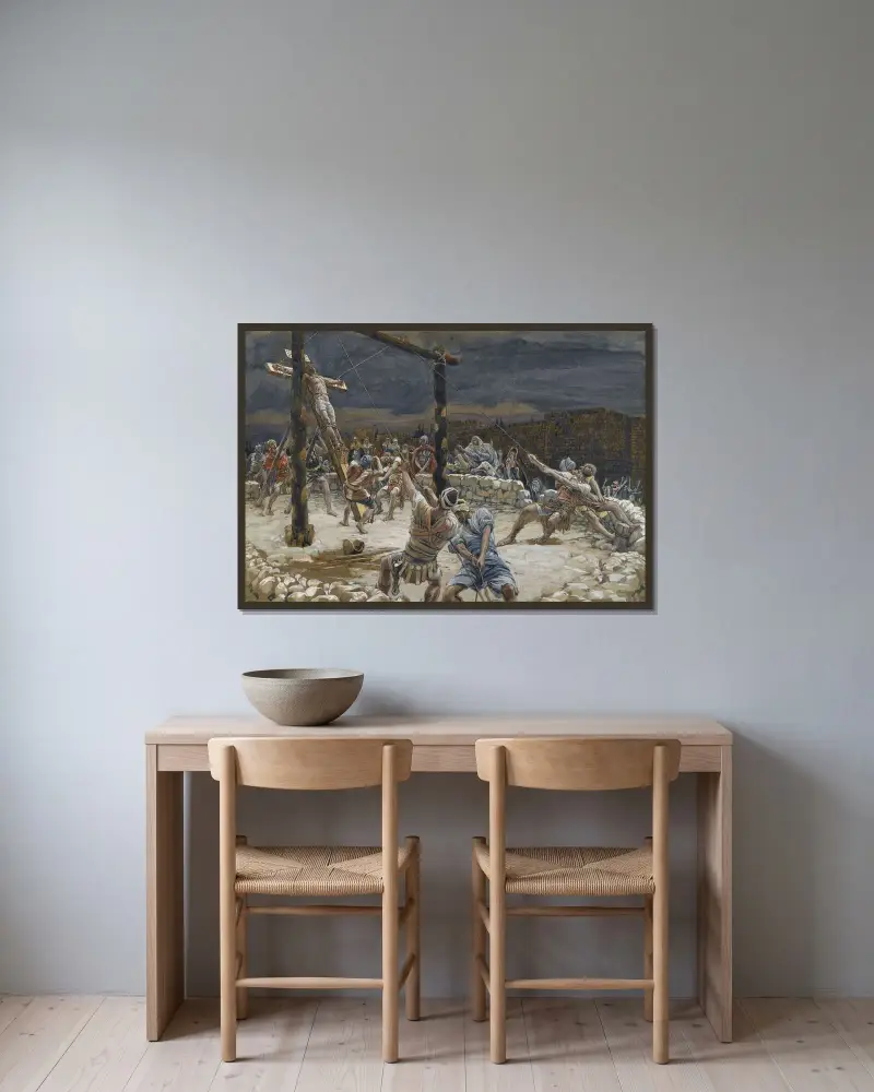 Korsets uppresande av James Tissot inramad på en vägg