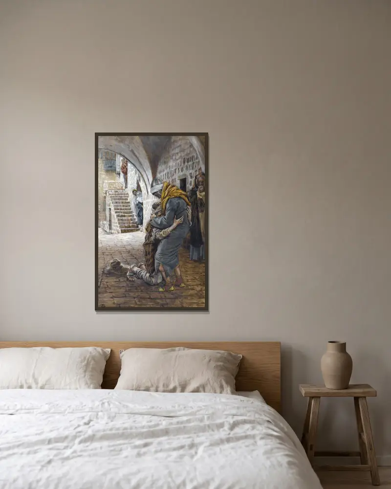 Återkomsten av den förlorade sonen av James Tissot inramad på en vägg