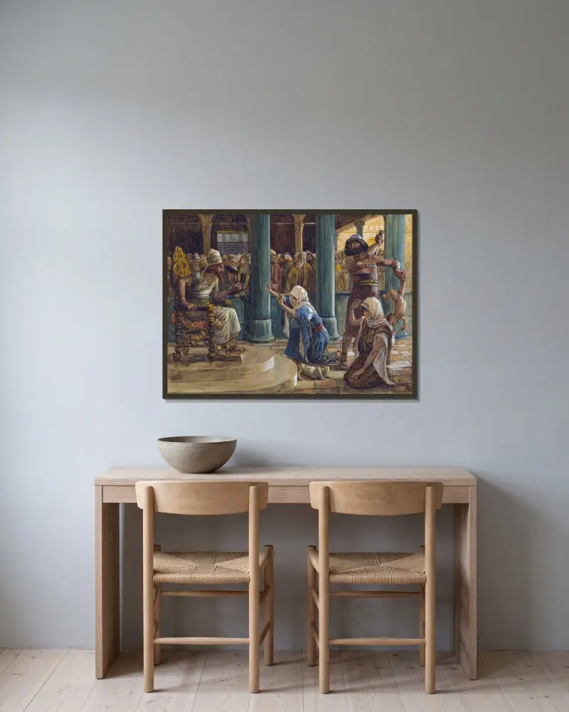 Salomos vishet av James Tissot inramad på en vägg
