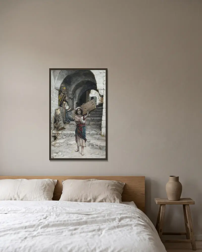 Jesu ungdom av James Tissot inramad på en vägg