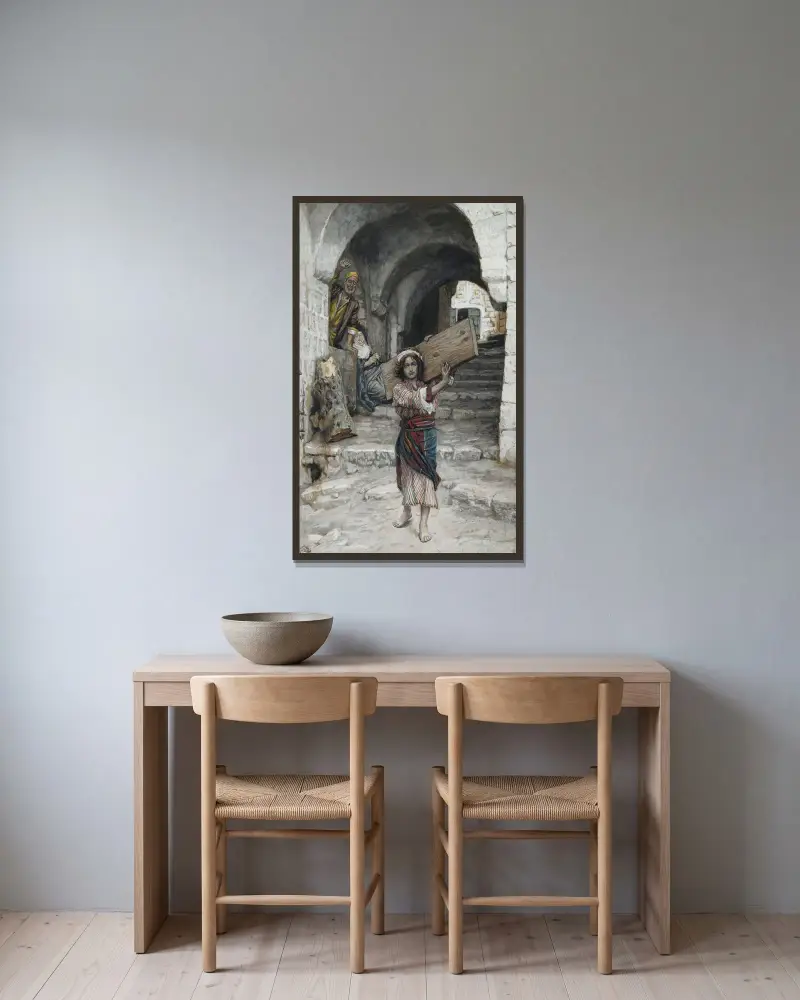 Jesu ungdom av James Tissot inramad på en vägg
