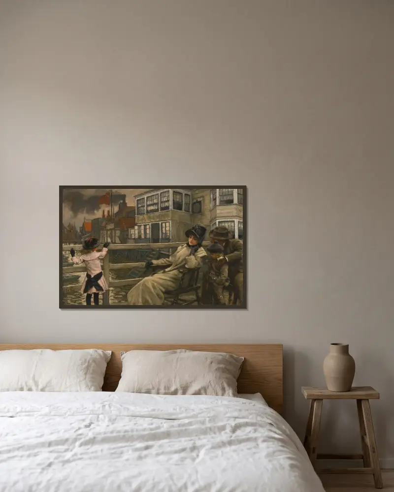 Väntar på färjan av James Tissot inramad på en vägg