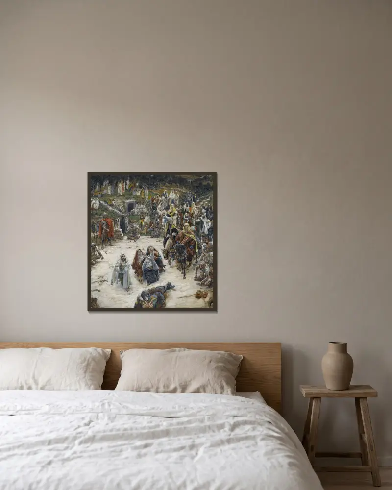 Vad vår Herre såg från korset av James Tissot inramad på en vägg