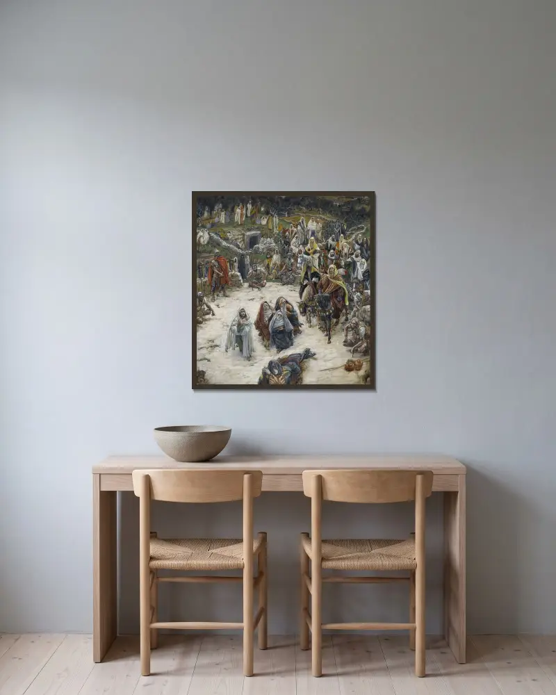 Vad vår Herre såg från korset av James Tissot inramad på en vägg
