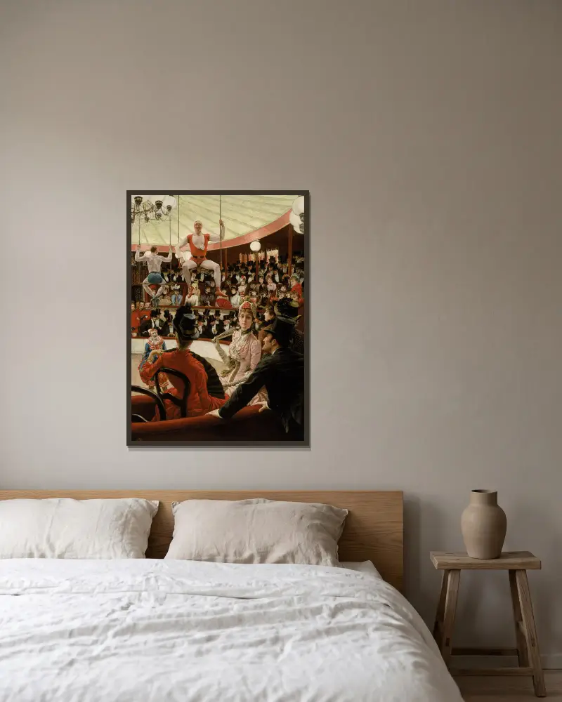 Frauen von Paris – Der Zirkusliebhaber von James Tissot gerahmt an einer Wand