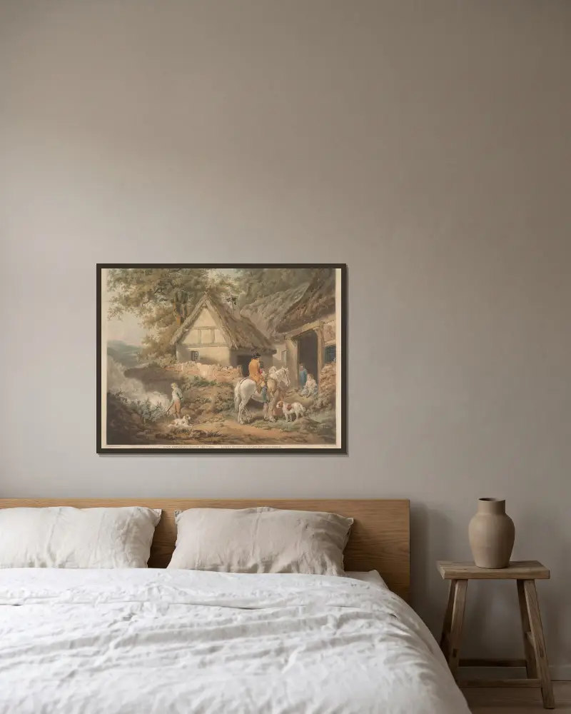 Ein Junge beim Verbrennen von Unkraut von James Ward gerahmt an einer Wand