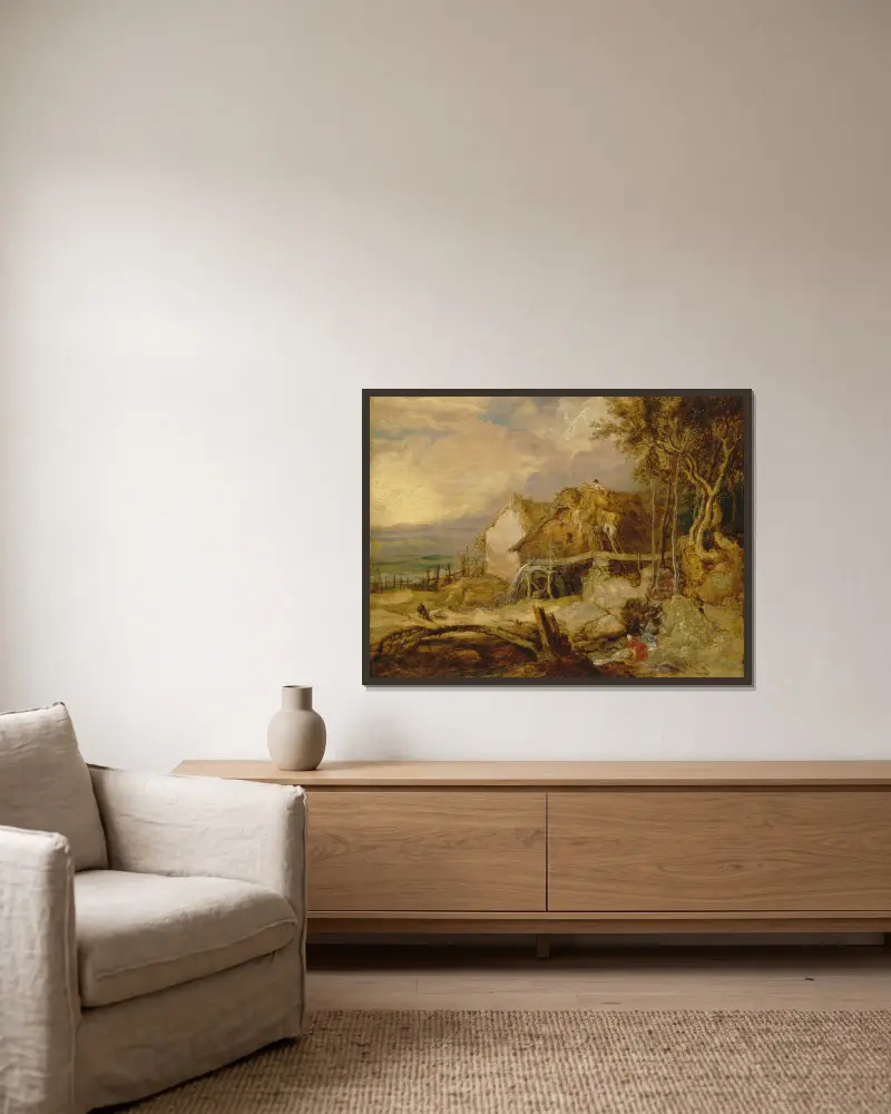 Eine Überschlägige Mühle von James Ward gerahmt an einer Wand