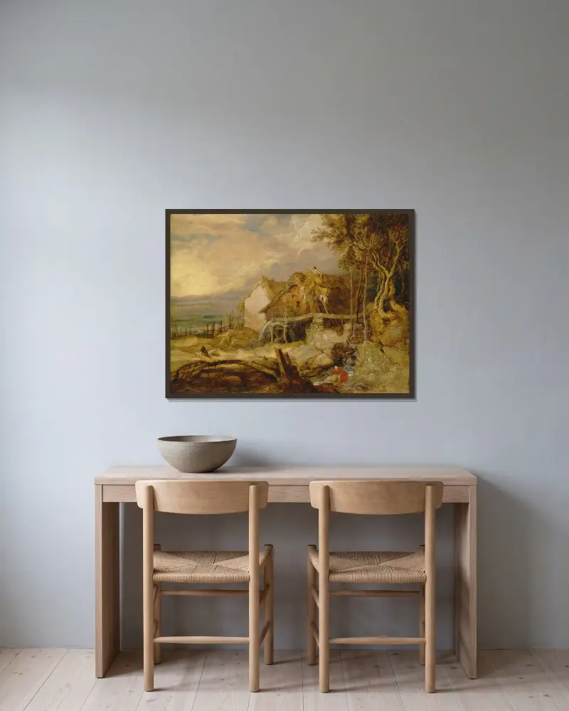 Eine Überschlägige Mühle von James Ward gerahmt an einer Wand