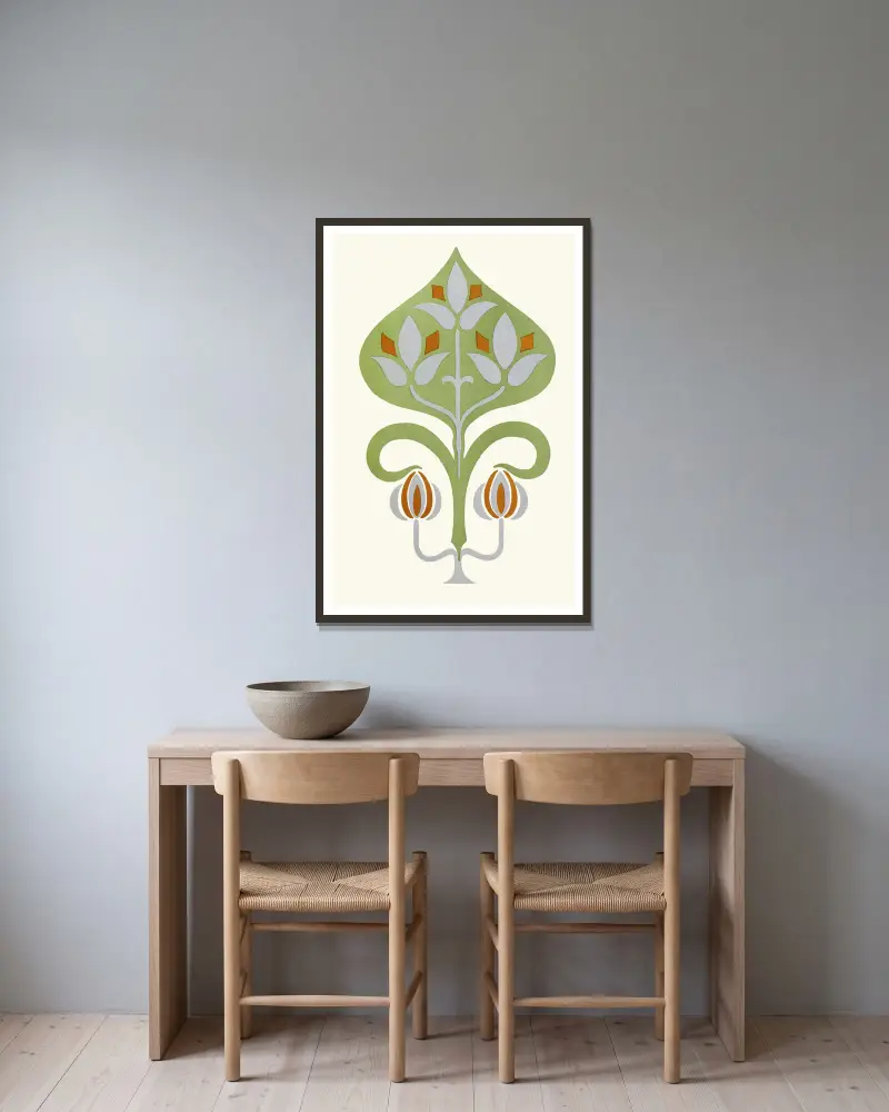 Combination of Broken Colours of Green, Blue and Orange; Harmony of Contrast av James Ward inramad på en vägg