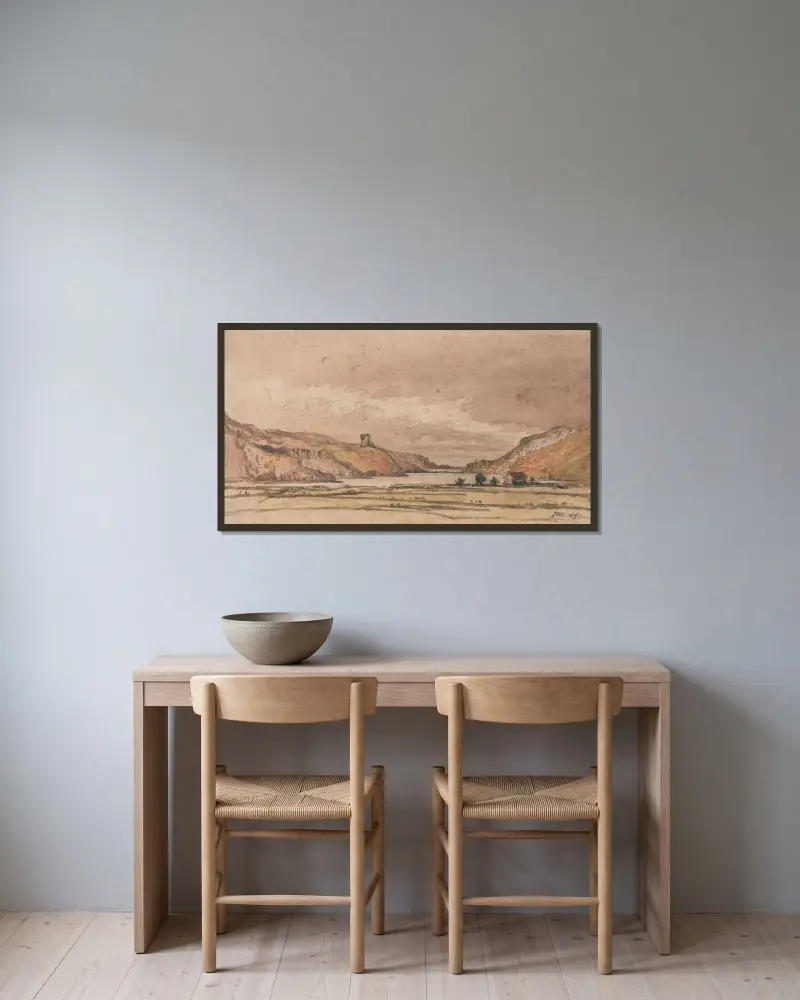 Dolbadarn Castle av James Ward inramad på en vägg