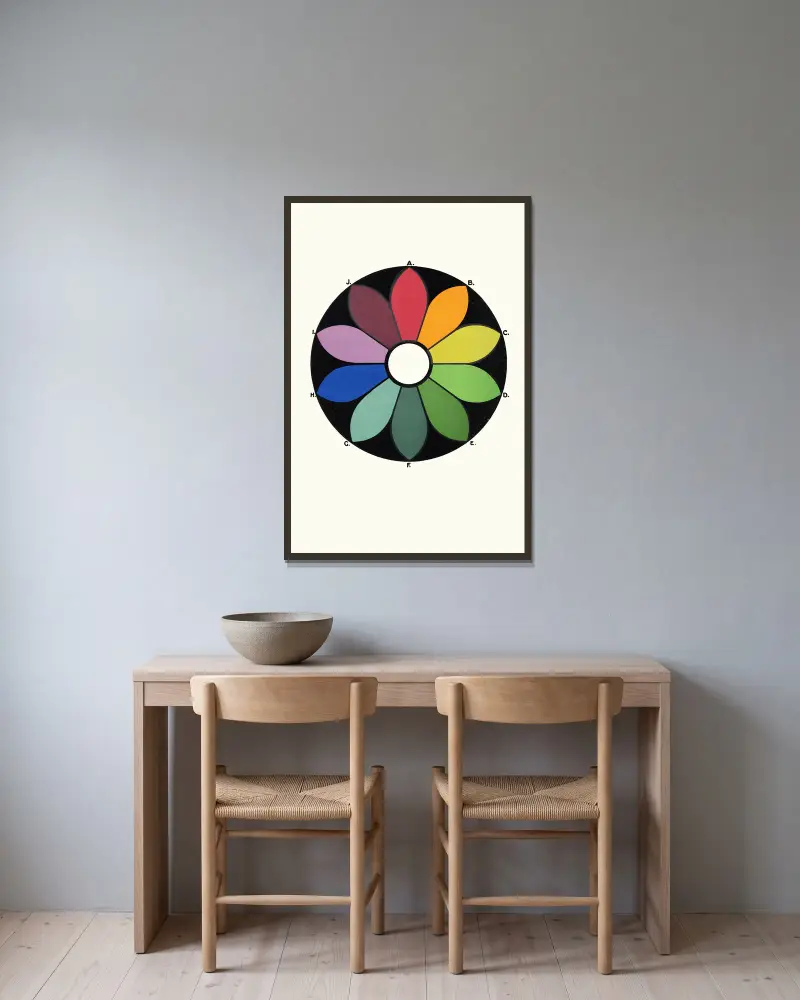 Five pairs of Complementary Colours forming a Chromatic Circle. Each Colour has its Complementary directly opposite av James Ward inramad på en vägg