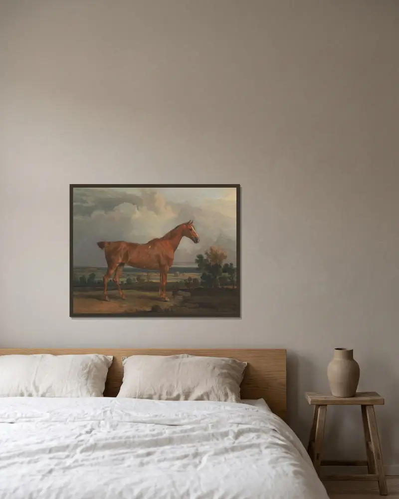 Jägare i landskap av James Ward inramad på en vägg