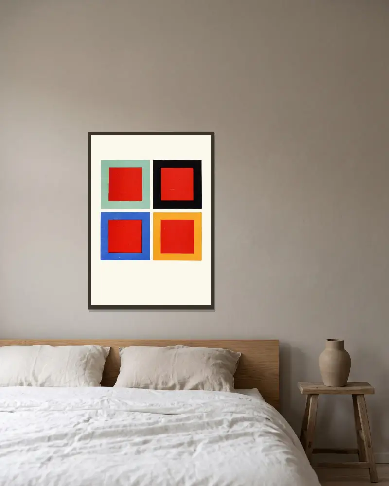 Modification of Tone and Hue of a Colour when placed on or near Different Colours av James Ward inramad på en vägg