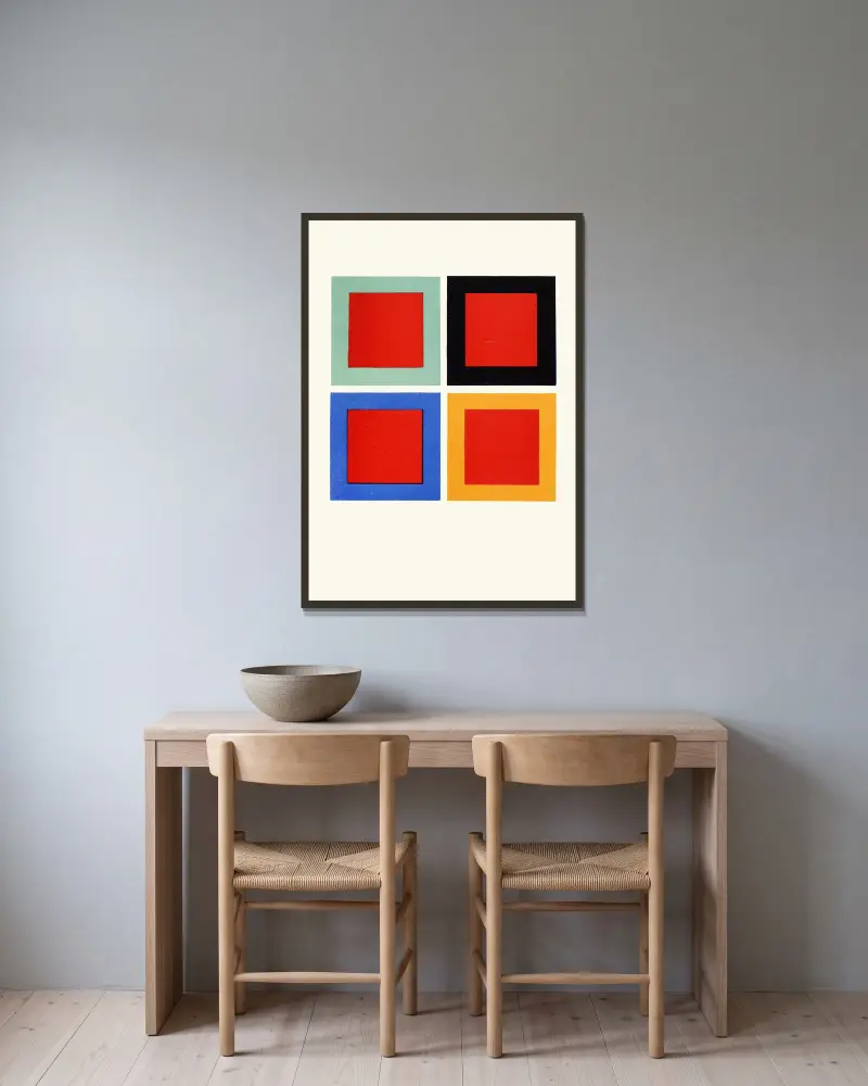 Modification of Tone and Hue of a Colour when placed on or near Different Colours av James Ward inramad på en vägg