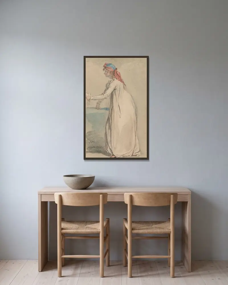 Mrs. Morlands porträtt av James Ward inramad på en vägg