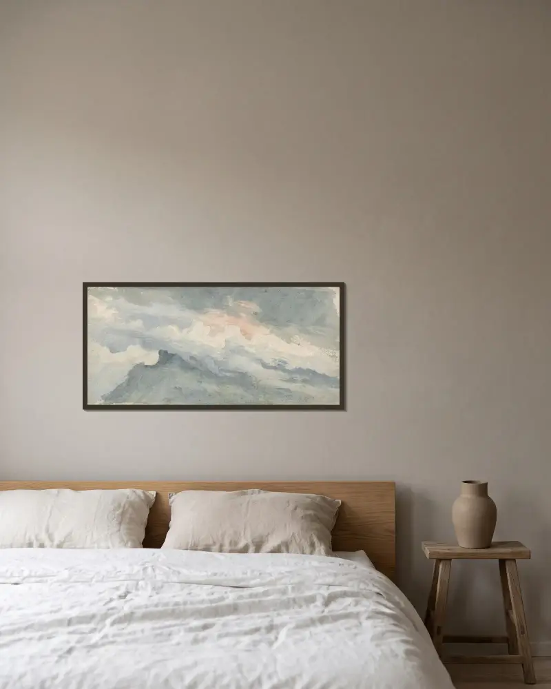 Studie av en kulle och himlen av James Ward inramad på en vägg