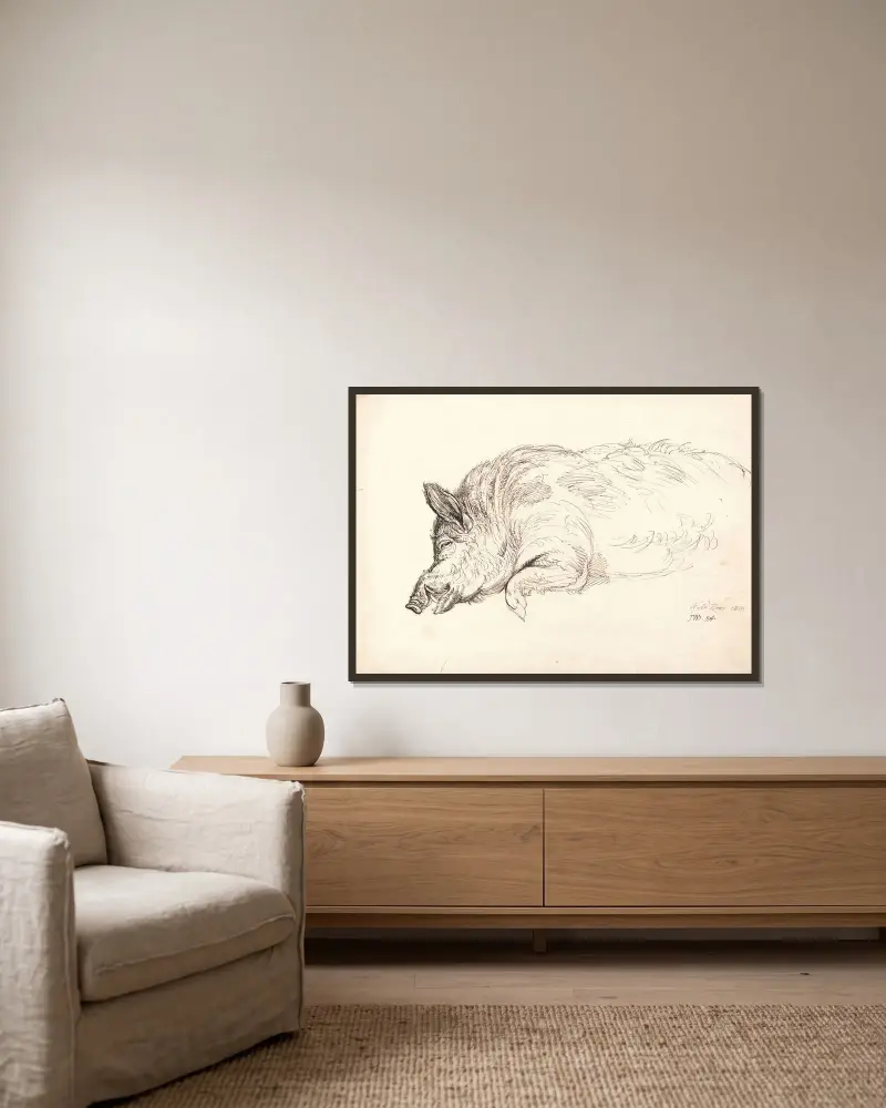 Wild Boar von James Ward gerahmt an einer Wand